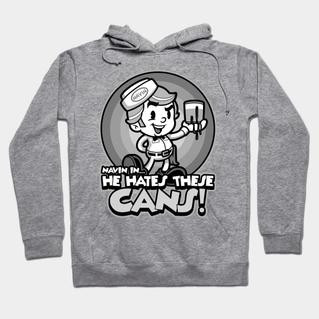 He Hates These Cans Hoodie by harebrained